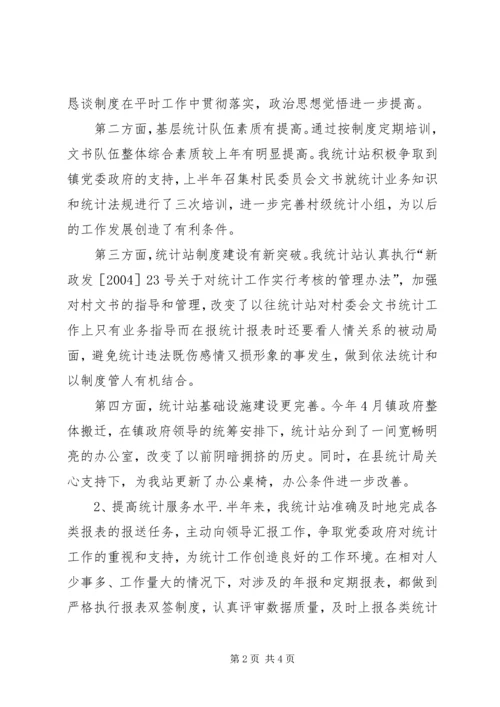 统计站２００５上半年工作总结及下半年工作计划.docx