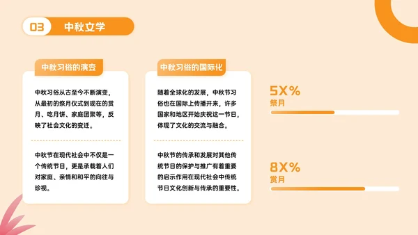 橙色立体风中秋文化探秘PPT模板