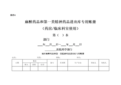 麻醉药品和精神药品入库验收登记本等表格