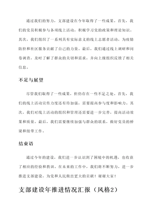 支部建设年推进情况汇报