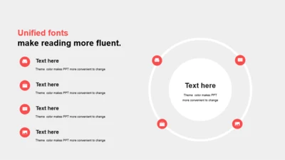 红色圆形扁平4项PPT列表