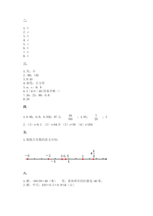 人教版数学小升初模拟试卷含完整答案【各地真题】.docx