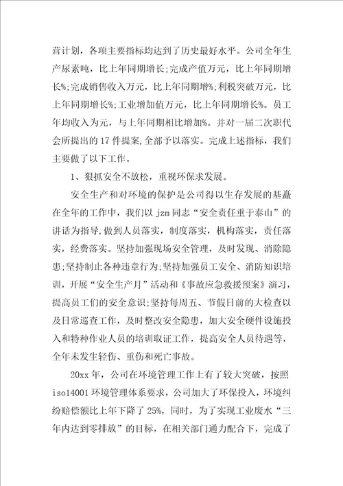 XX化工公司年度总结