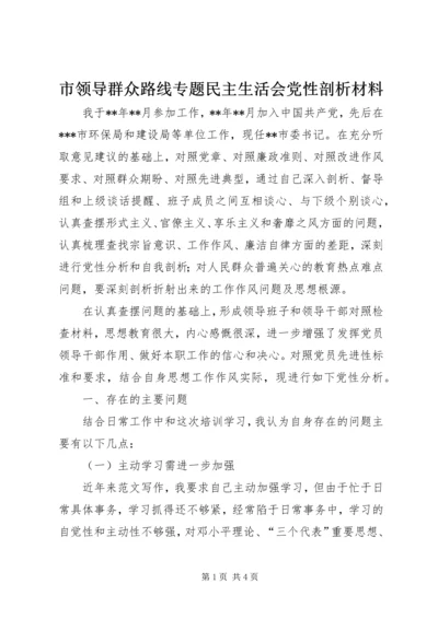 市领导群众路线专题民主生活会党性剖析材料.docx