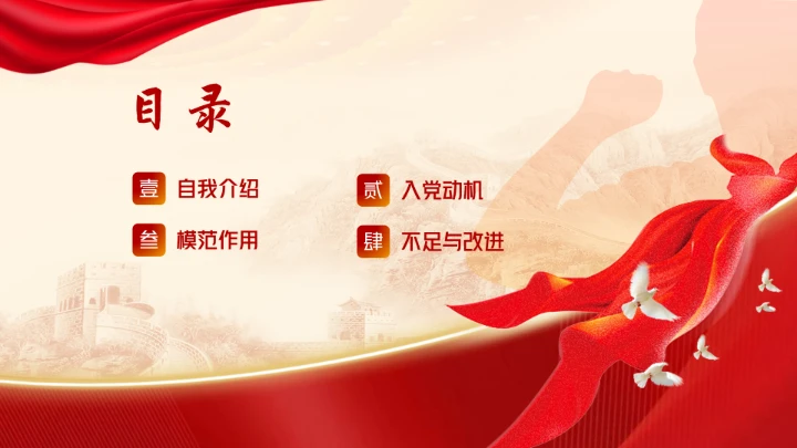 入党积极分子预备党员申请答辩汇报PPT模板