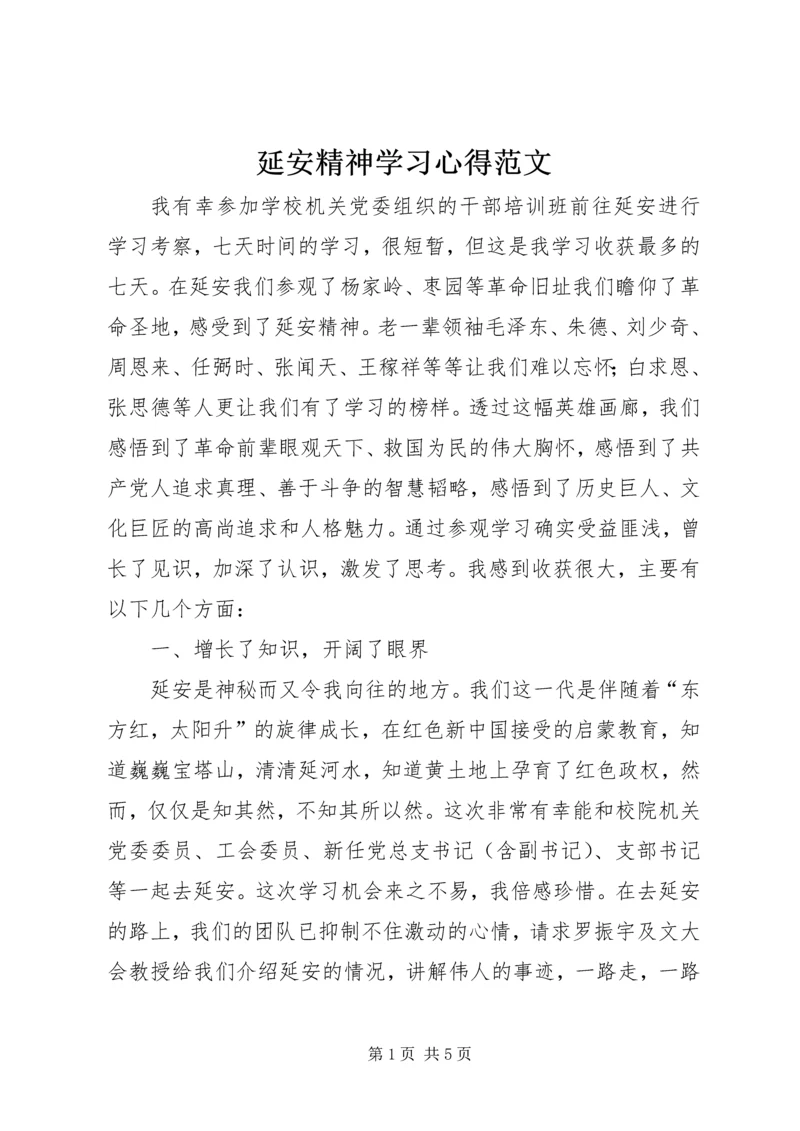 延安精神学习心得范文.docx