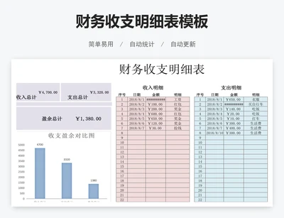 财务收支明细表模板