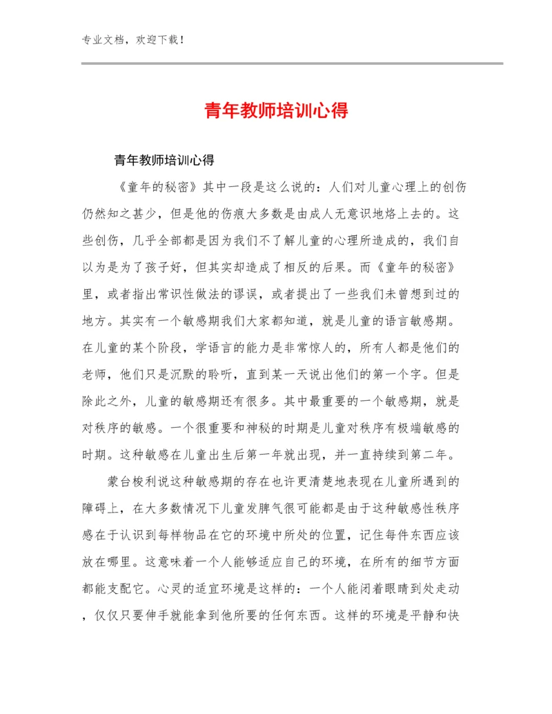 最新青年教师培训心得例文24篇文档汇编.docx