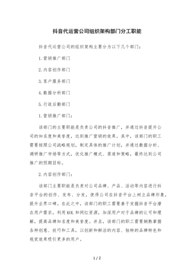 抖音代运营公司组织架构部门分工职能.docx