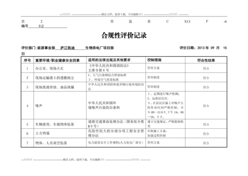 庐江项目部开展合规性评价表.docx