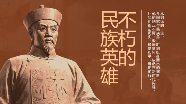 红色简约人物介绍之林则徐PPT模板