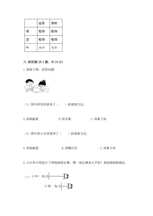 教科版小学一年级上册科学期末测试卷含答案.docx