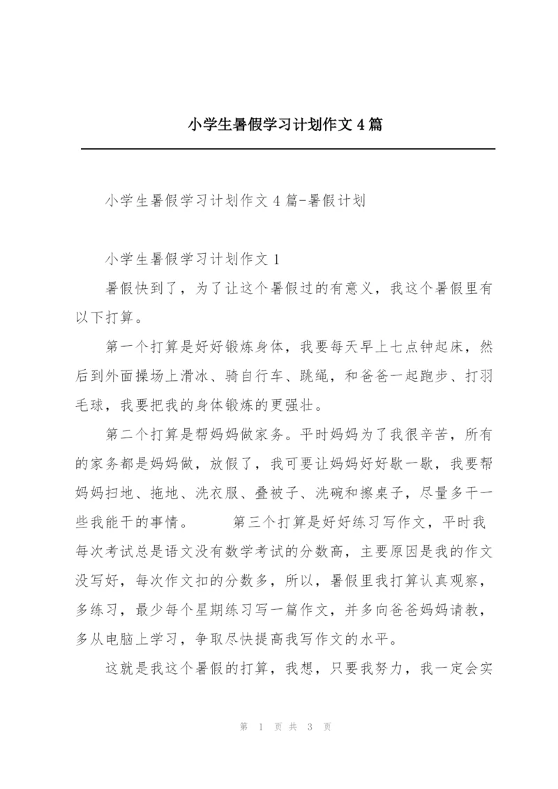 小学生暑假学习计划作文4篇.docx