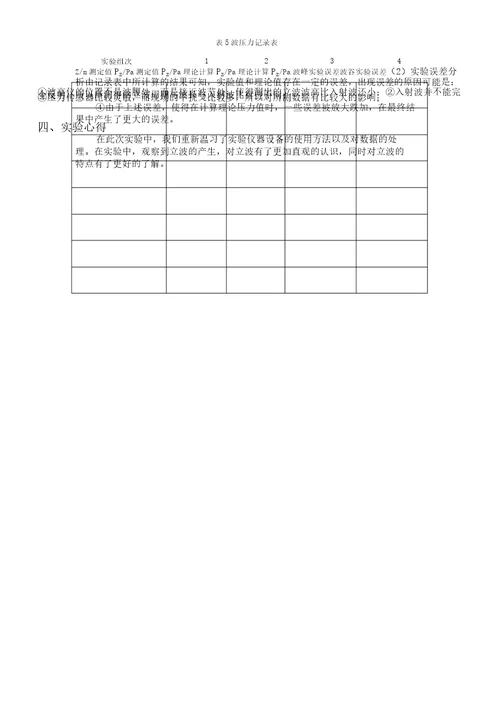 立波波压力测定实验报告