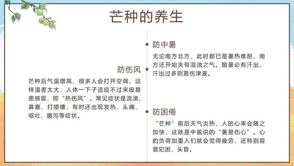 黄色卡通丰收二十四节气之芒种带内容PPT模板