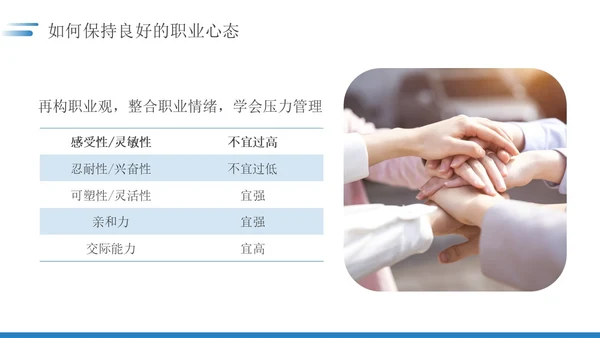 蓝色简约如何保持良好的职业心态职场员工培训PPT模板