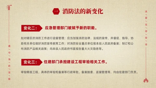 黄色简约学习解读中华人民共和国消防法课件PPT全国消防日