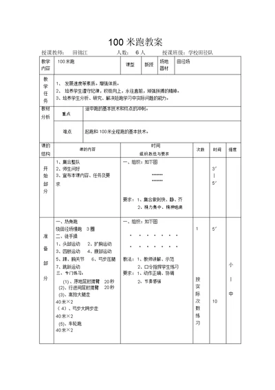 100米跑教案