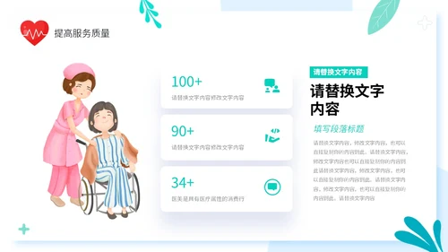 清新手绘插画风医疗行业护士年终工作总结述职报告PPT护士年终总结