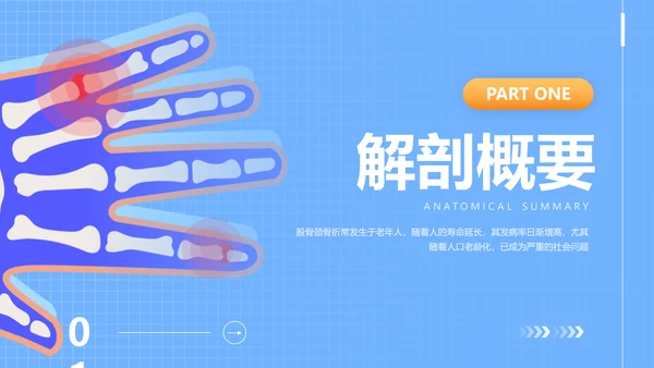 蓝色插画风股骨颈骨医护人员培训讲座医学护理PPT