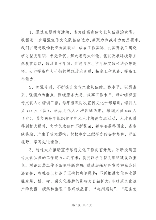 关于加强宣传思想文化队伍建设的情况汇报.docx