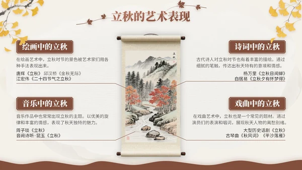 褐色中国风立秋节气文化知识主题班会