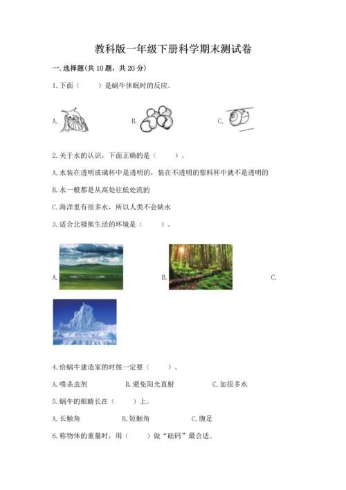 教科版一年级下册科学期末测试卷附答案ab卷.docx