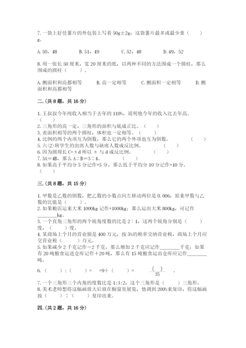 苏教版数学小升初模拟试卷【名师系列】.docx