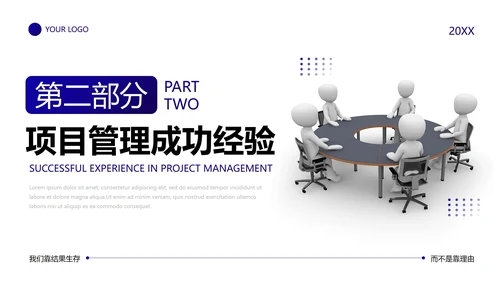 3D商务元素简约项目经理年终总结汇报PPT模板
