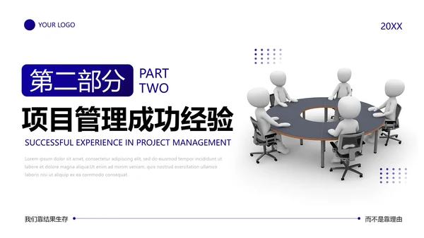 3D商务元素简约项目经理年终总结汇报PPT模板