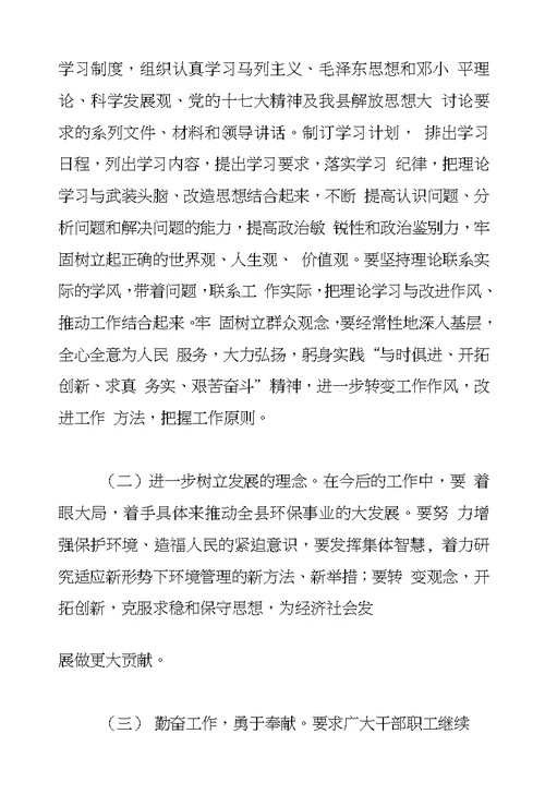 县环保局解放思想大讨论活动自查报告