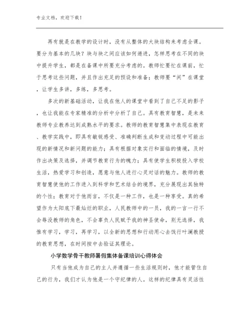 2024年小学数学骨干教师暑假集体备课培训心得体会优选范文30篇.docx