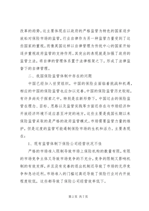 关于保险监管体制几点思考.docx