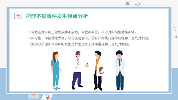 简约插画卡通医疗医院医生护士护理不良事件课件教学模板护理培训
