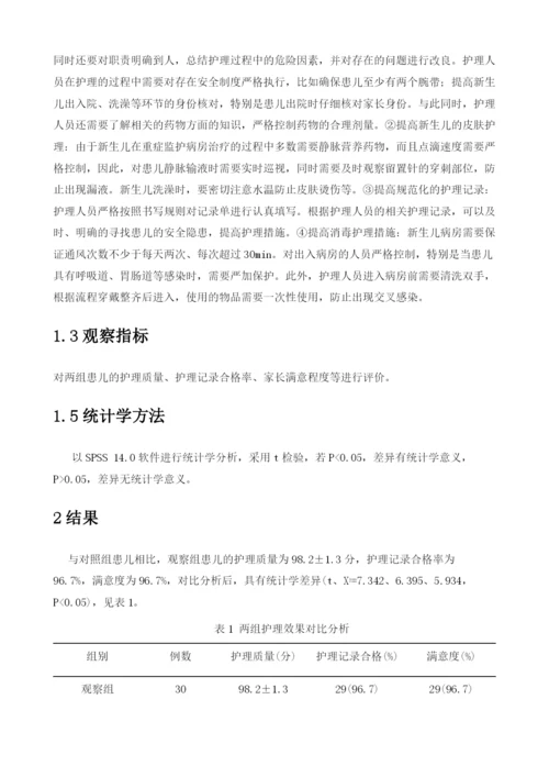 护理风险管理在新生儿病房中的应用效果观察.docx