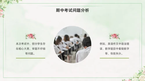 期中质量分析绿色水彩小清新初中期中家长会PPT课件