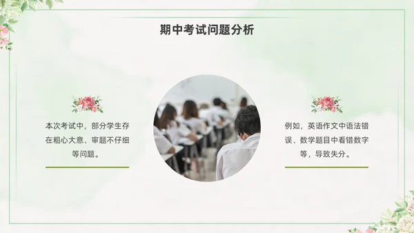 期中质量分析绿色水彩小清新初中期中家长会PPT课件