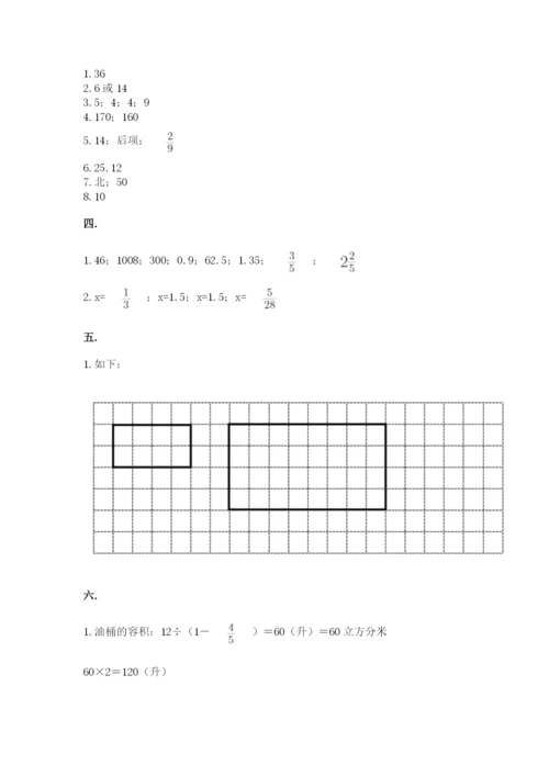 河南省平顶山市六年级下册数学期末考试试卷（黄金题型）.docx