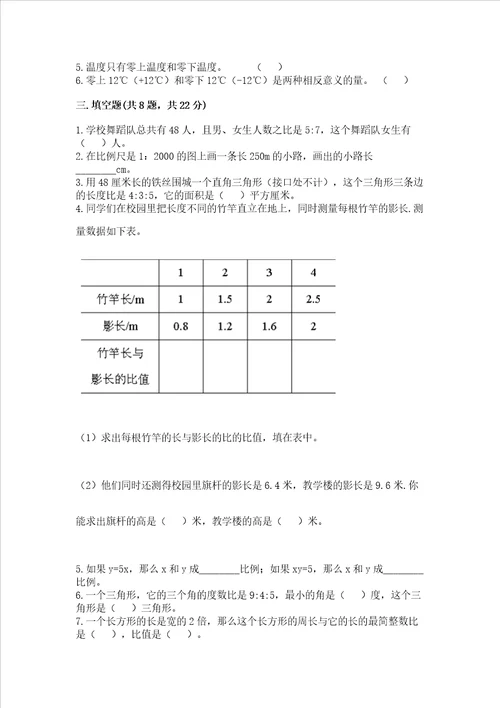 小学六年级下册数学期末测试卷精品【必刷】