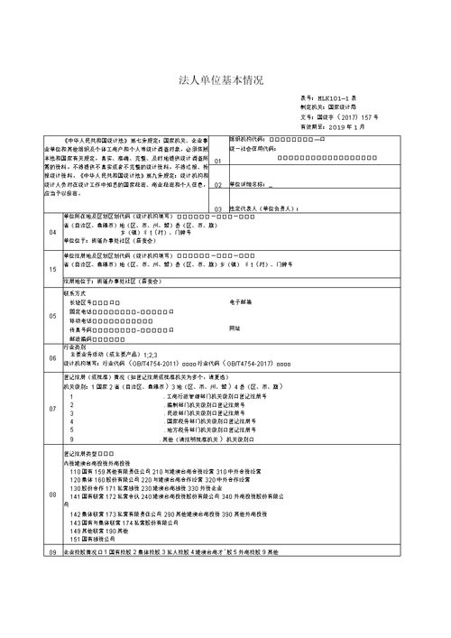 法人单位基本情况表