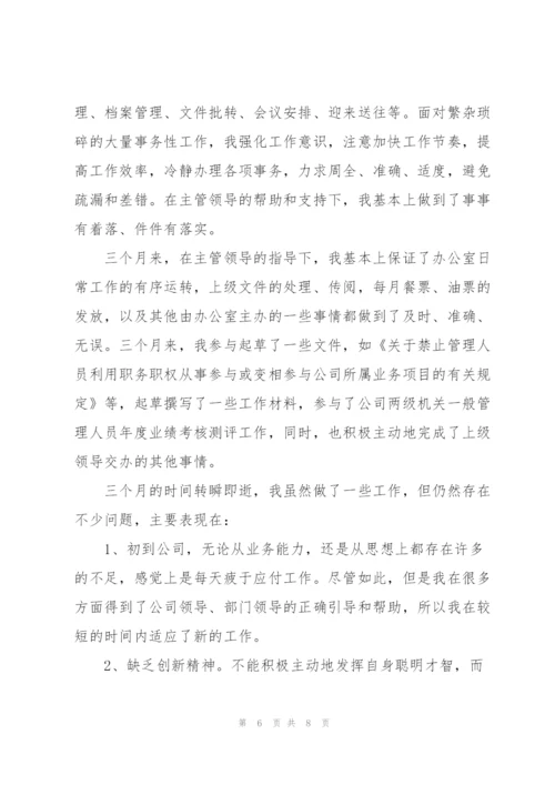 仓库文员试用期个人工作总结范本.docx