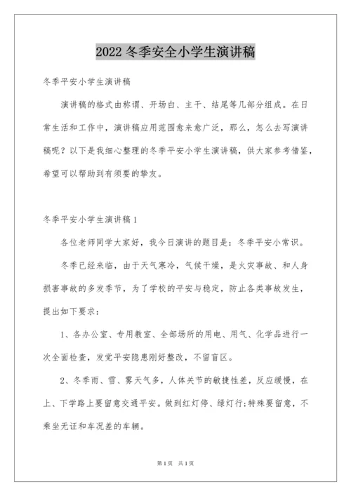 2022冬季安全小学生演讲稿.docx
