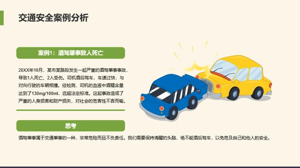 绿色插画风交通安全主题班会PPT模板