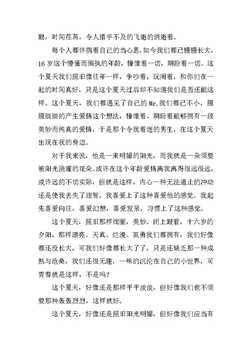 这个夏天作文600字