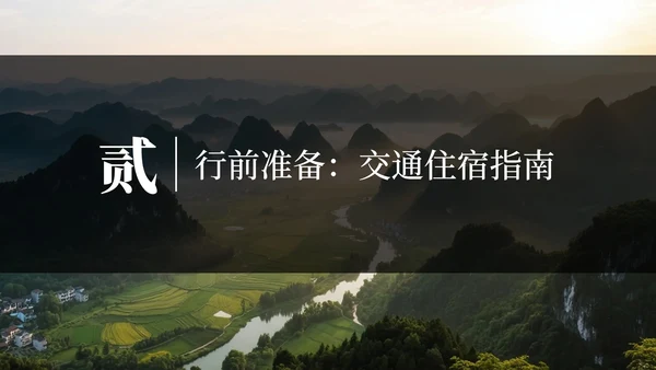 黑色实景贵州旅行攻略PPT模板