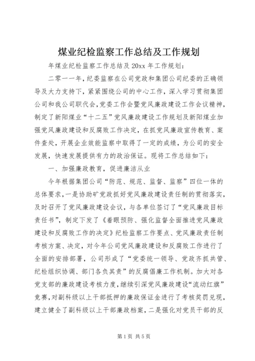 煤业纪检监察工作总结及工作规划.docx