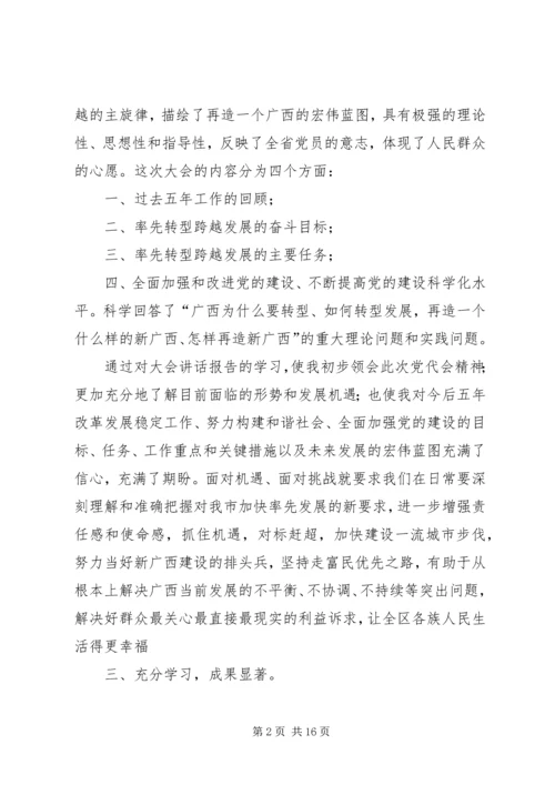 学习自治区第十次党代会精神的情况.docx