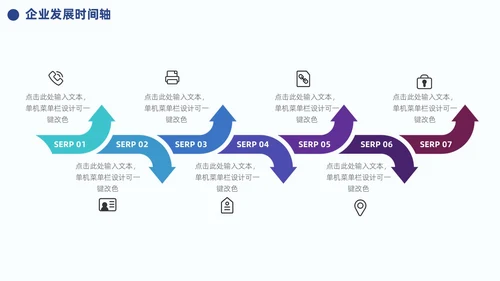 蓝色企业公司发展历程大事记时间轴PPT模板图表