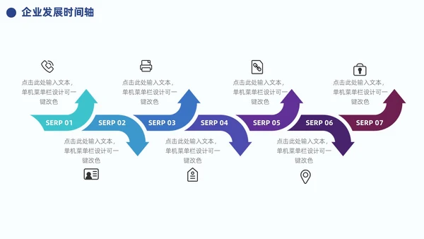 蓝色企业公司发展历程大事记时间轴PPT模板图表