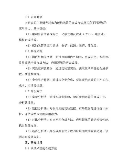 碳纳米管的合成与应用潜力分析